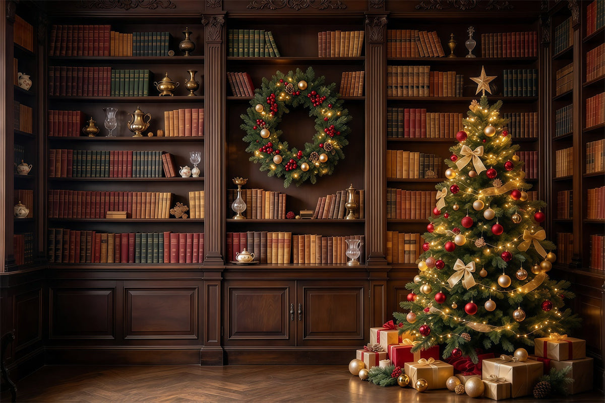 Fond De Noël Victorien Bibliothèque Classique Présentoir Sapin GQ610-98