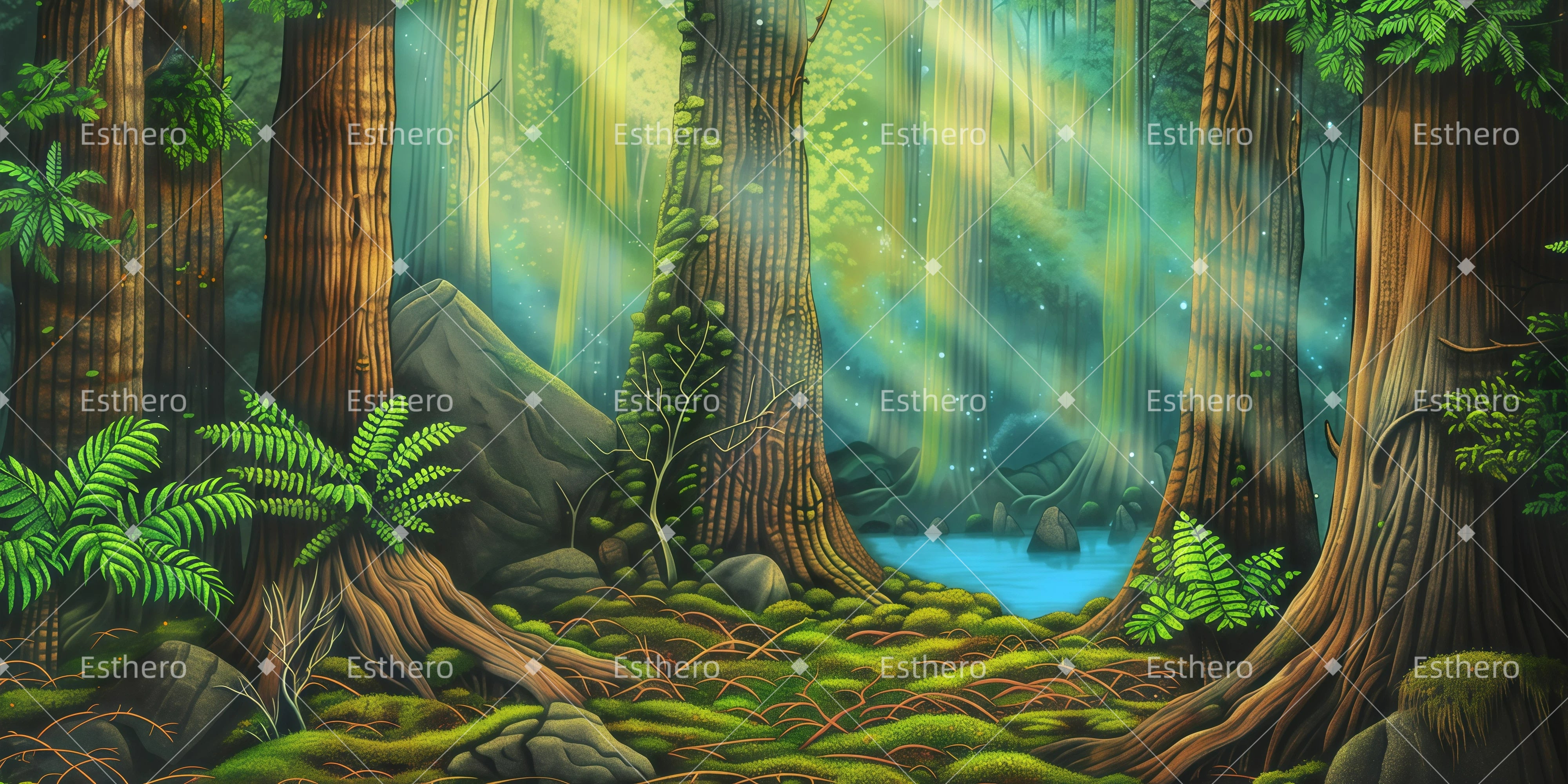 Fond de Scene Clairière du Cercle Féérique GQ62-T14