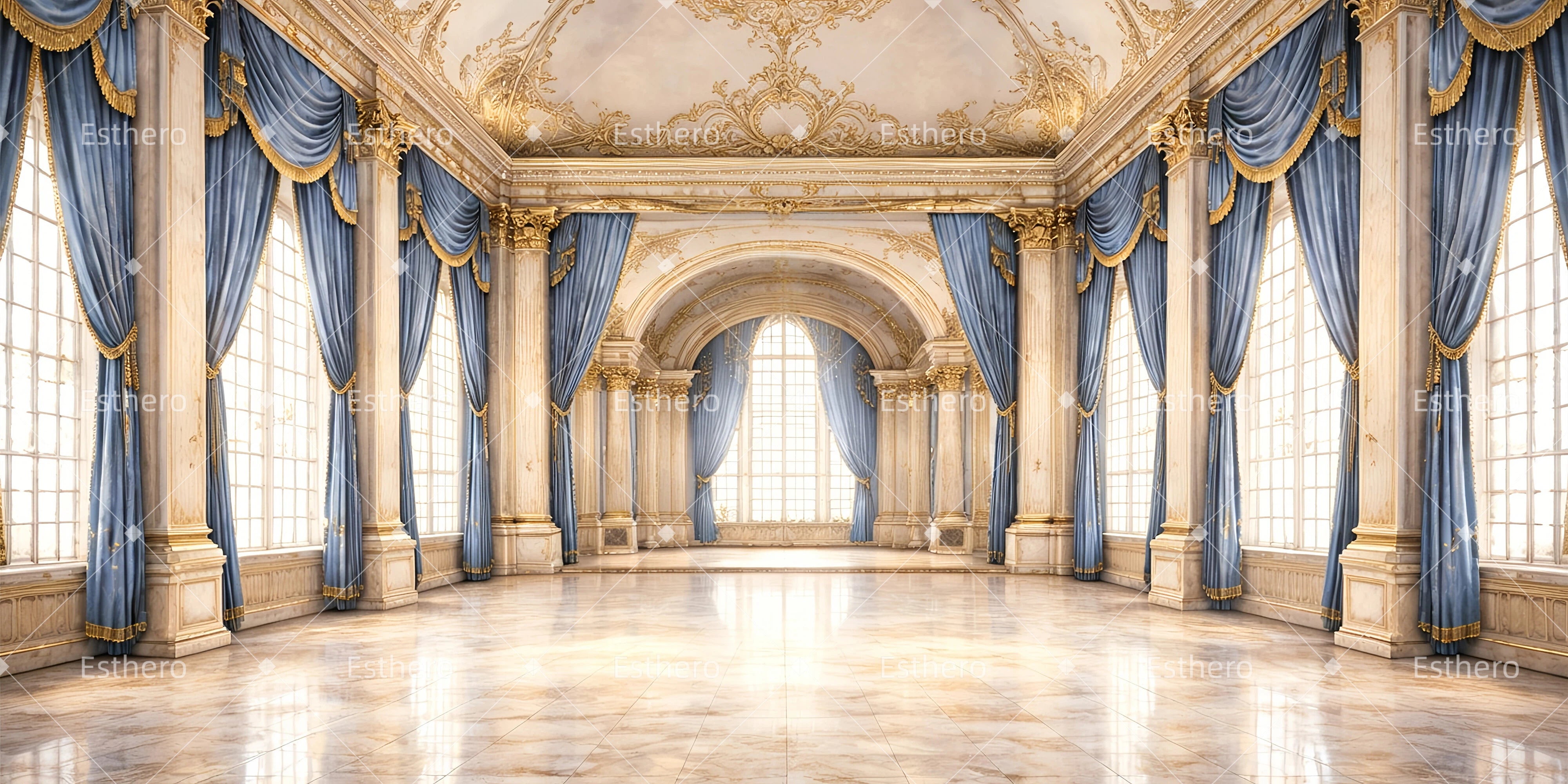 Toile de fond danse salle de bal Régence théâtre décor scène GQ64-T1