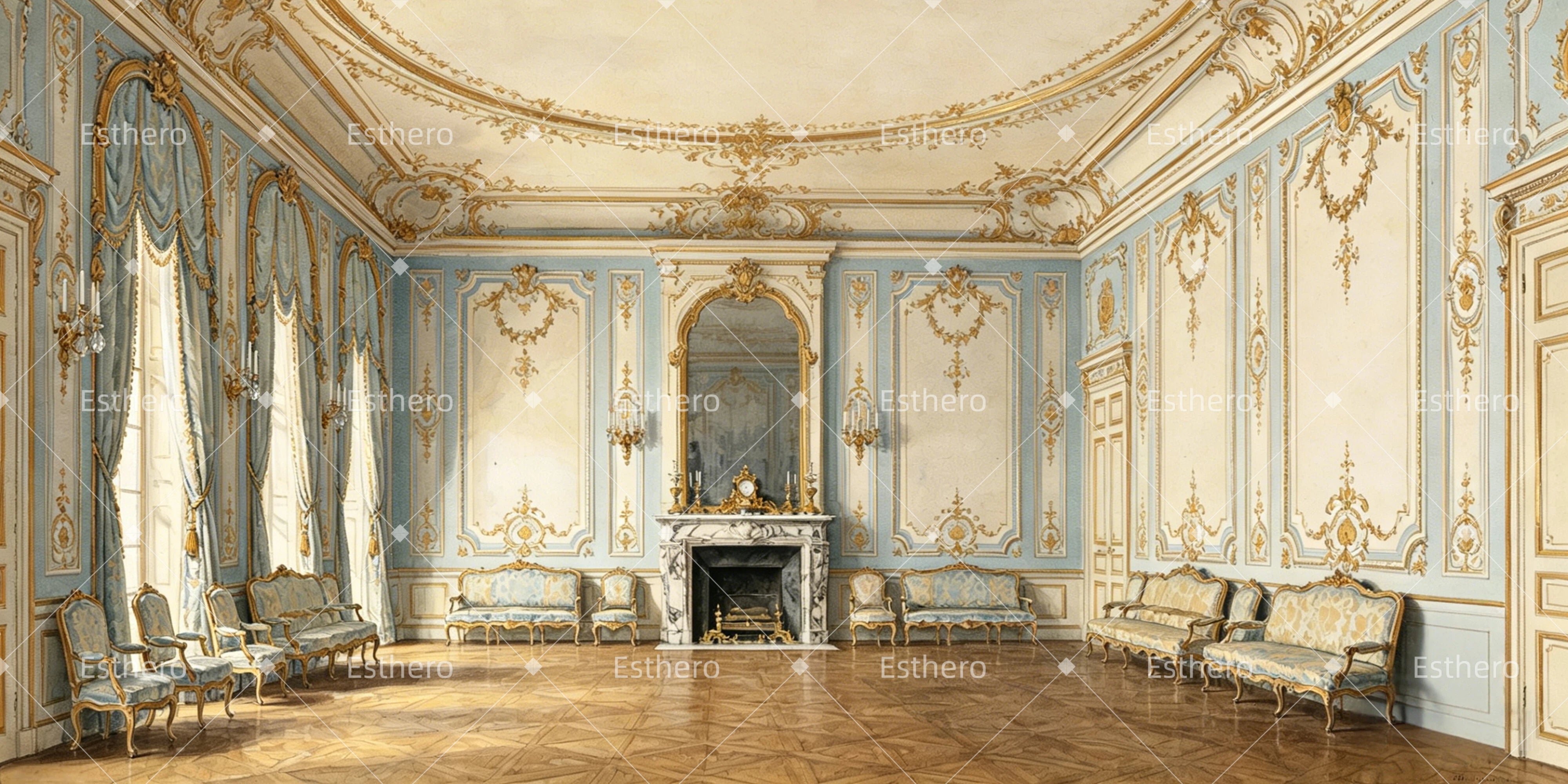 Toile de fond salon royal idées décor scène théâtre GQ64-T3