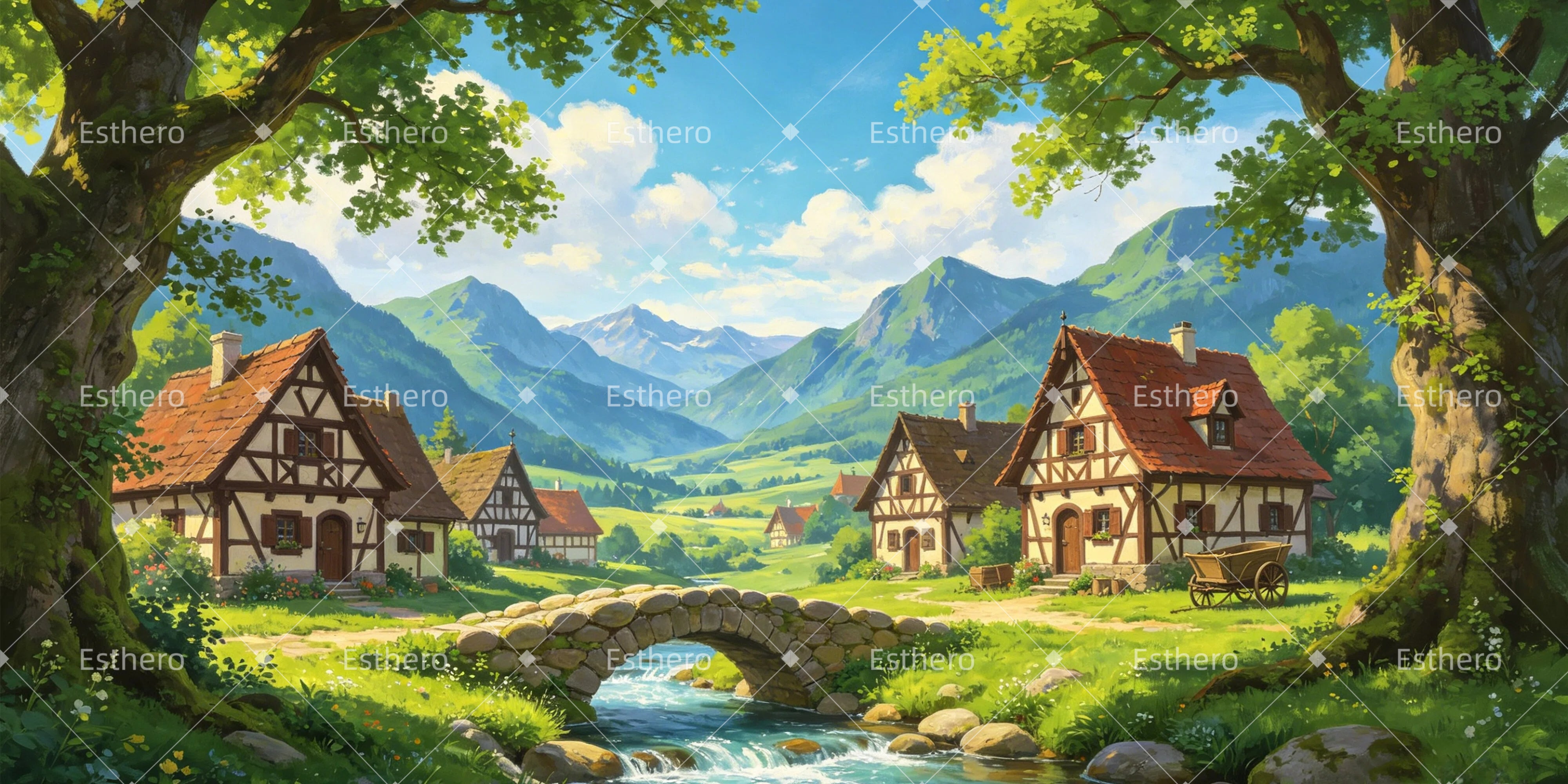 Toile de fond de théâtre Campagne européenne GQ65-T10
