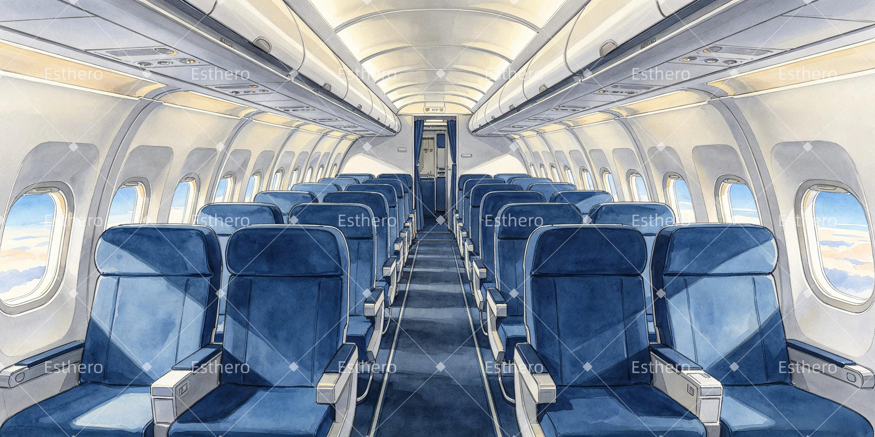 Toile de fond cabine d’avion décor de théâtre GQ65-T42