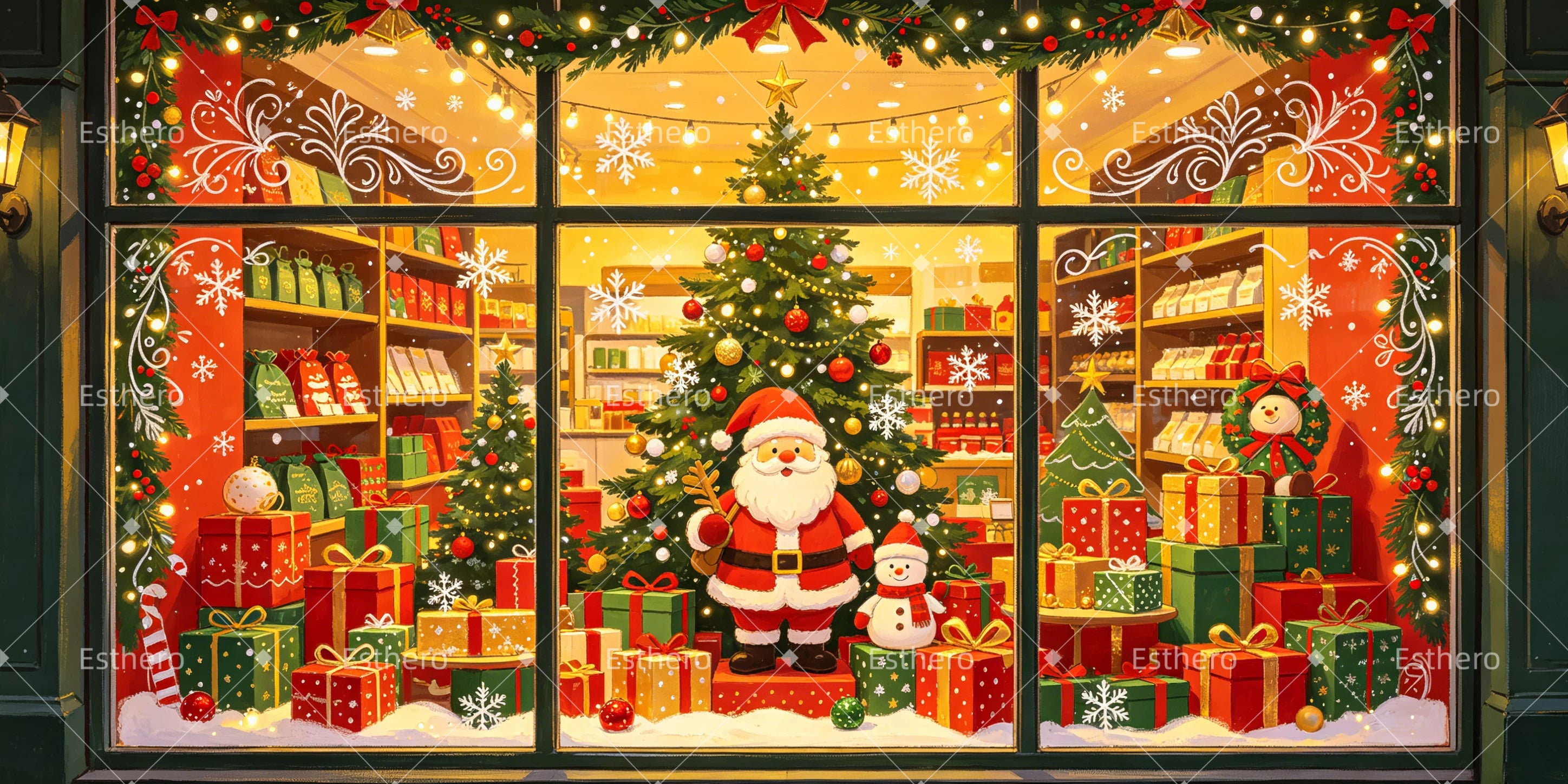 Toile de fond vitrine de Noël spectacle scolaire GQ65-T52
