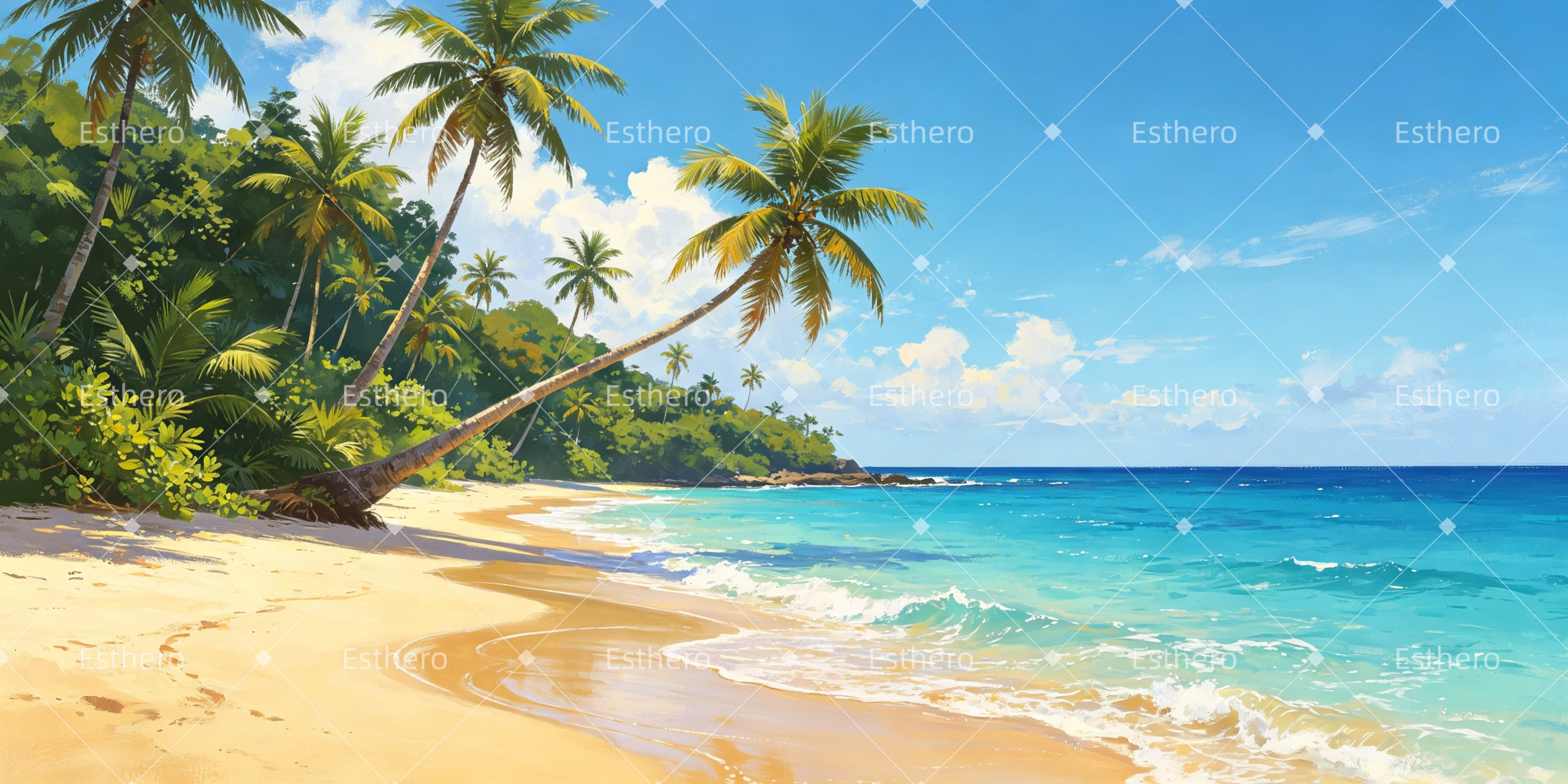 Toile de fond plage des Caraïbes décor de scène GQ65-T62