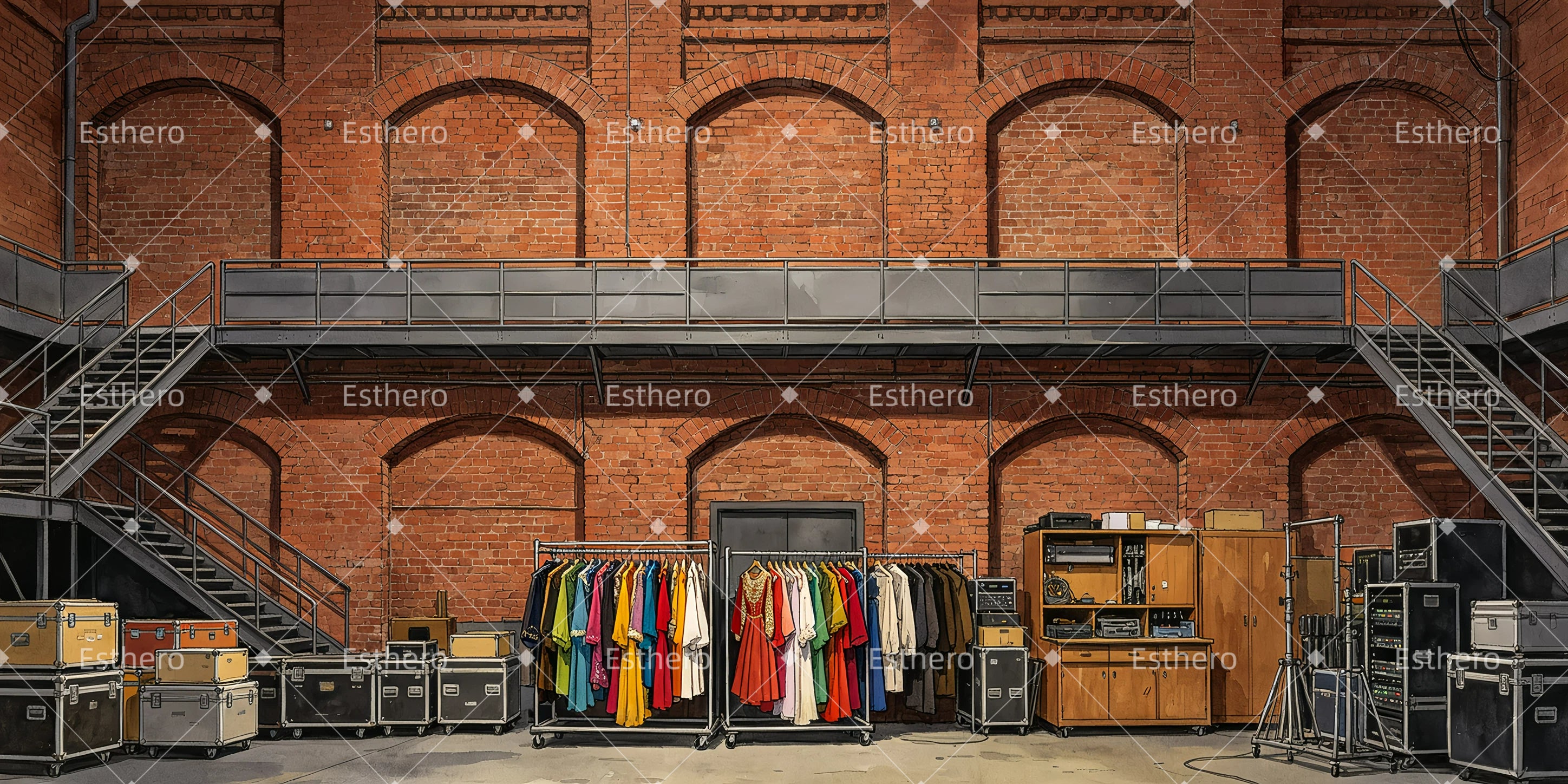 Décor de coulisses toile de fond professionnelle pour théâtre GQ65-T73