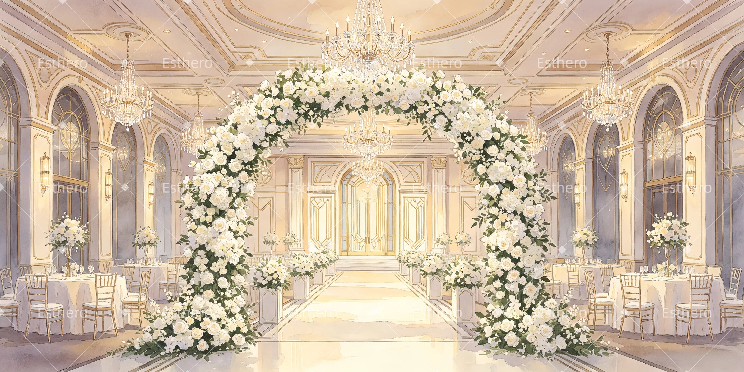 Toile de Fond Grand Mariage pour Pièce de Théâtre GQ66-T20