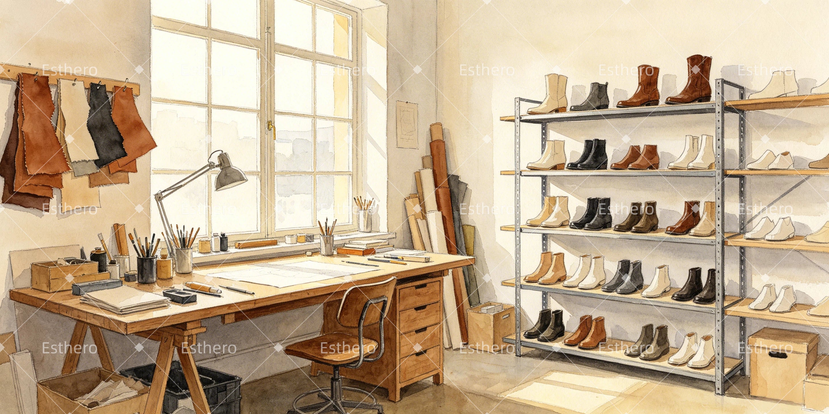 Toile de Fond Studio de Création de Chaussures pour Théâtre GQ66-T27