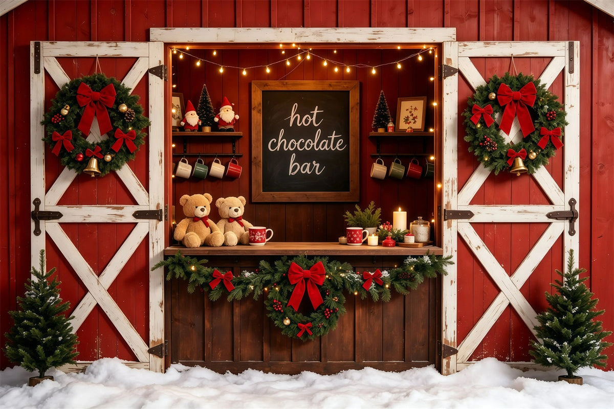 Fond Rouge De Noël Barre De Chocolat Rustic Barn Décors De Studio De Noël GQ68-102