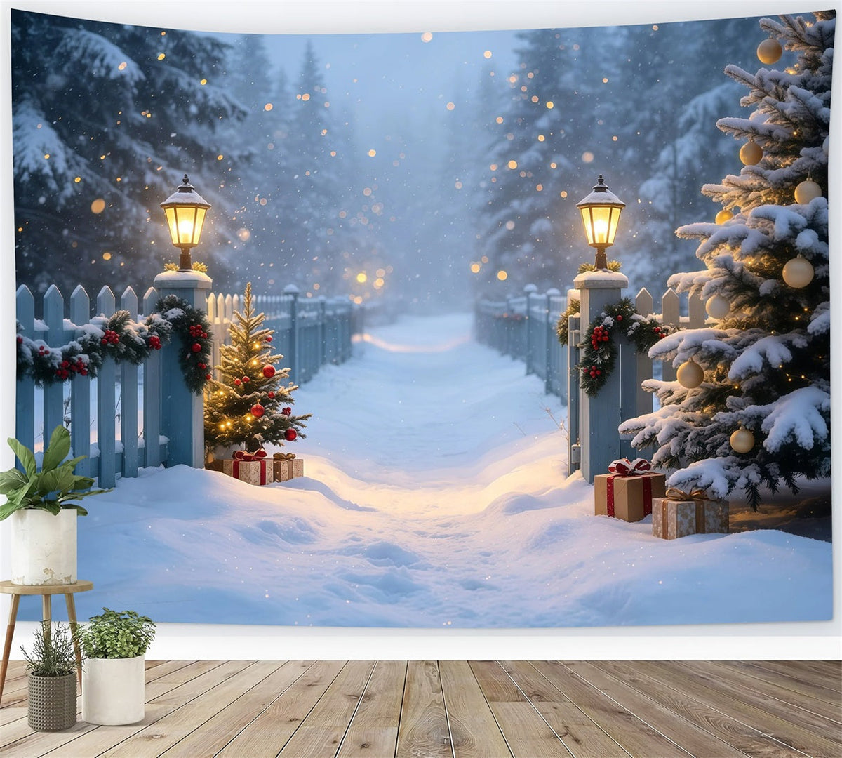 Décor De Noël Enneigé Chemin Enneigé Du Jardin Des Lanternes Décor Photo De Noël GQ68-105