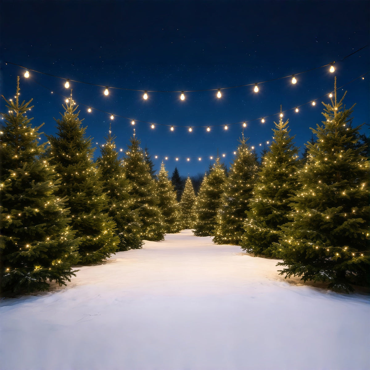 Décor De Ferme De Sapins De Noël Chemin Lumineux Du Pin Enneigé Décors De Noël GQ68-132