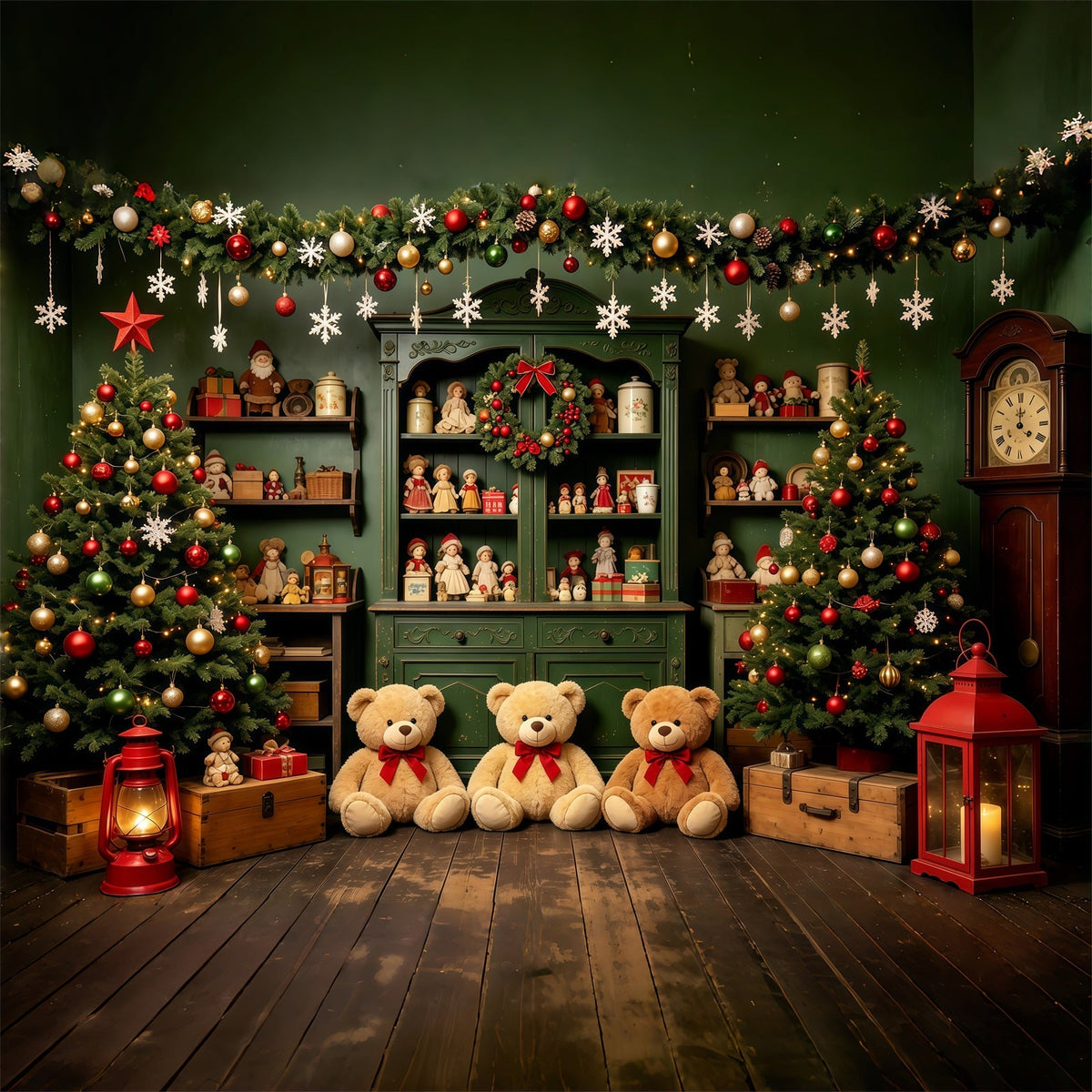 Décor De Noël Pour Enfants Étagère À Jouets Pour Maison De Poupée Toiles De Fond En Mousseline De Noël GQ68-77
