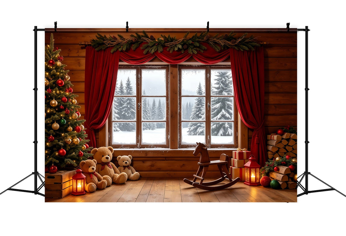 Décor De Cabane De Noël Présentoir Rustique Pour Ours En Peluche Décors Photographiques De Noël GQ68-89