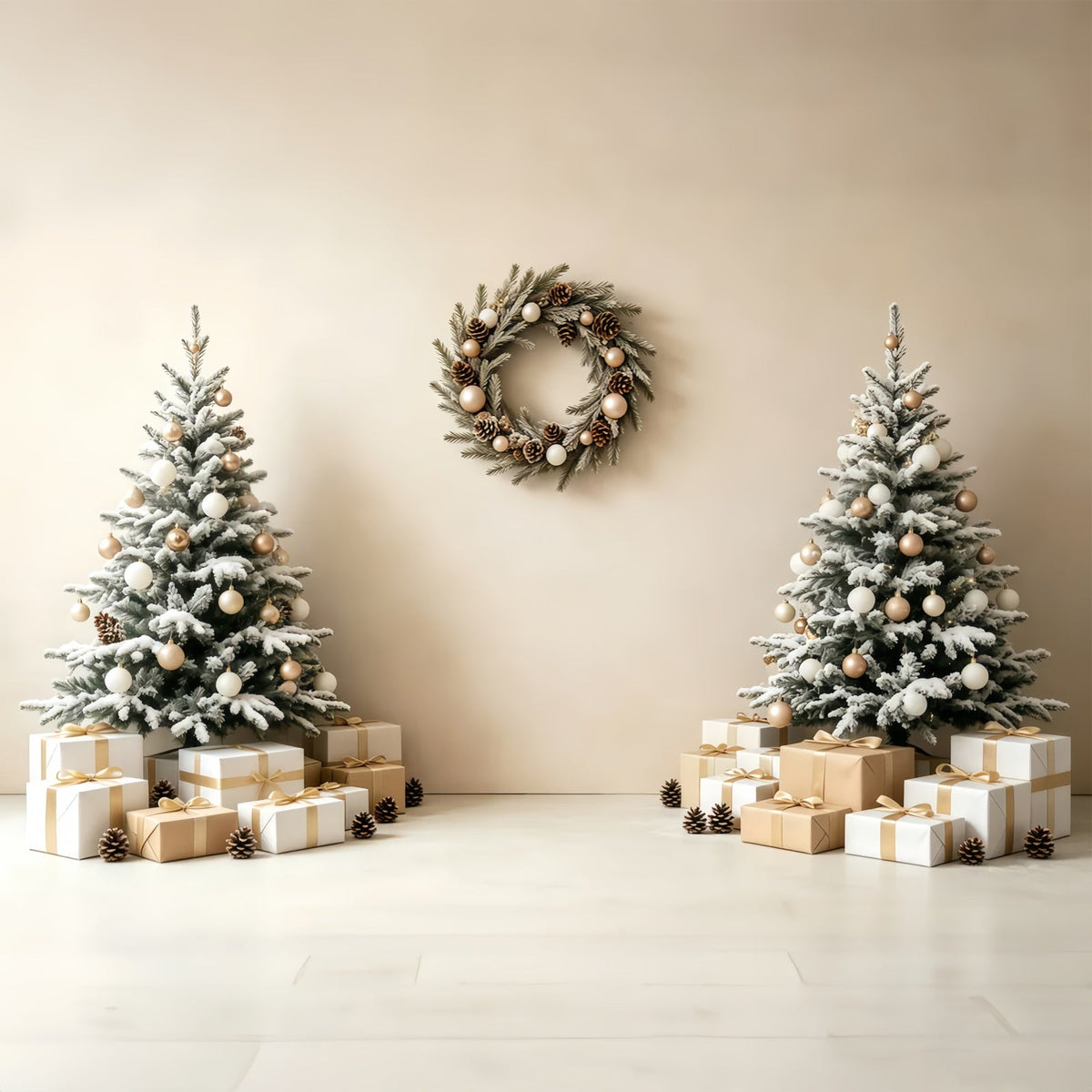 Décor Mural De Noël Couronne D'Arbre Minimaliste En Cadeau Décors Photographiques De Noël GQ68-93