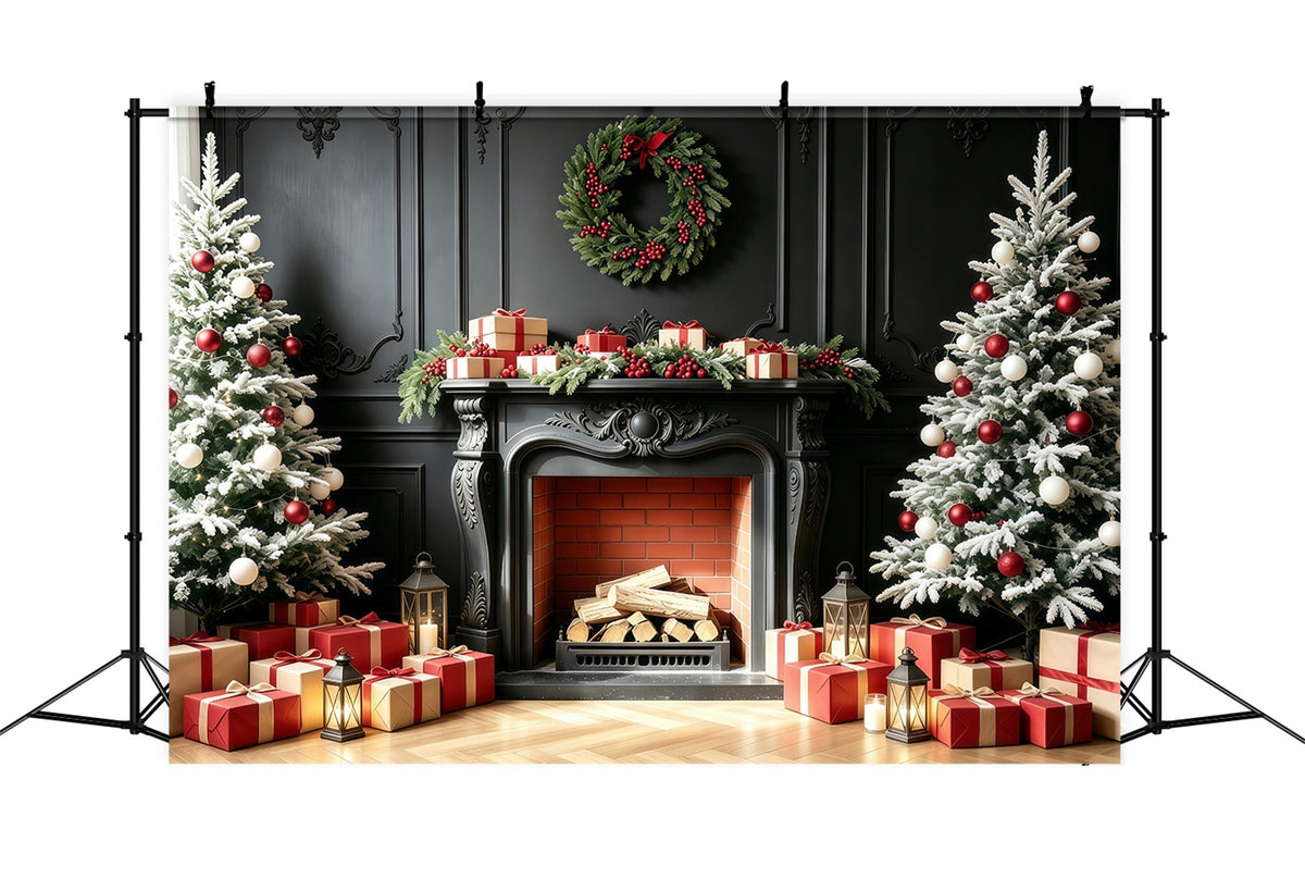 Décor De Cheminée Pour Noël Cadeau Pour Arbre À Cheminée Noir Décors Photo De Noël GQ68-94