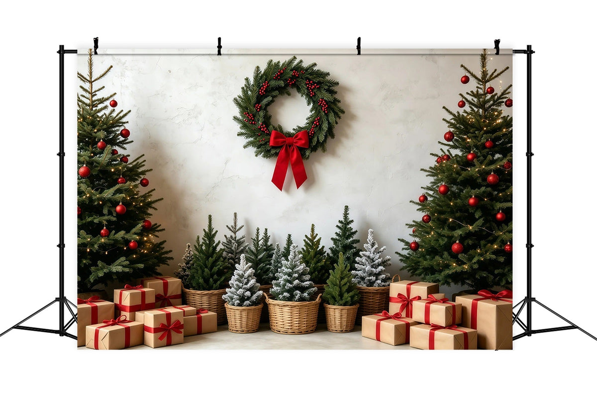 Fond De Sapin De Noël Présentoir À Cadeaux De Couronnes Rustiques Décors De Studio Pour Noël GQ68-99