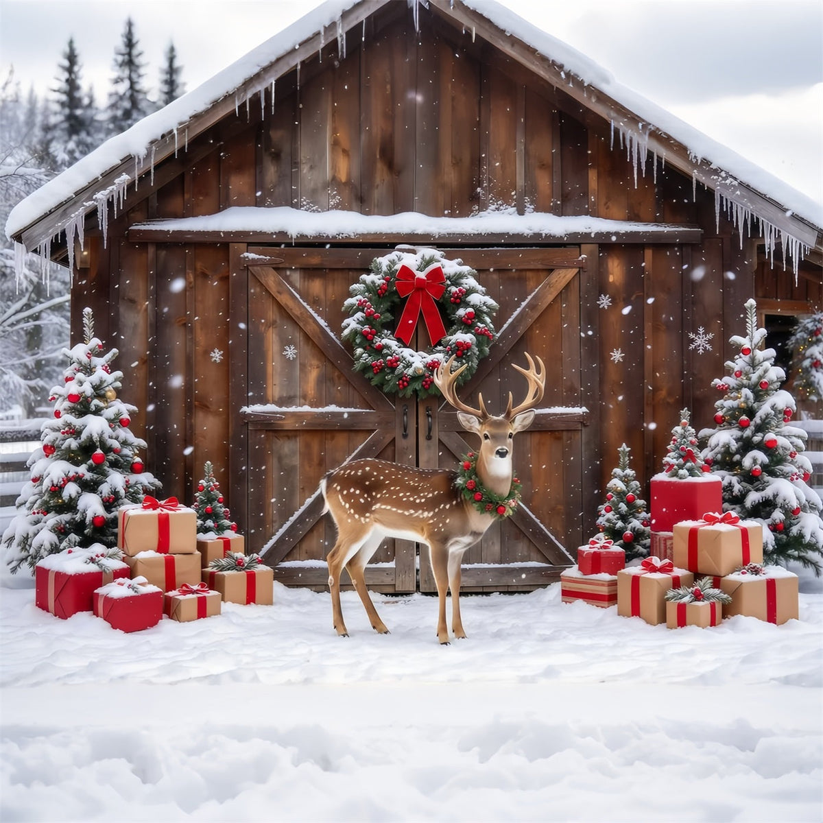Fond Photo De Noël Grange Rennes Enneigés GQ69-111