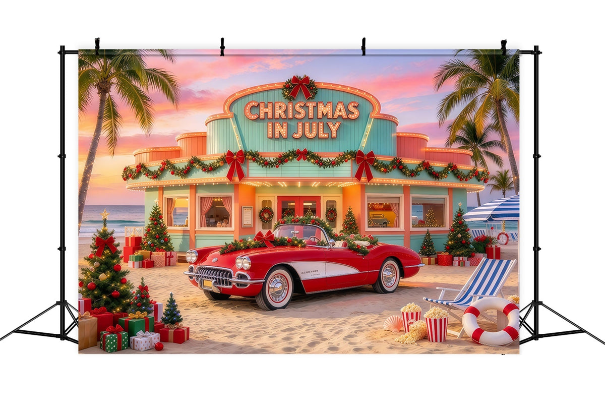Fond Photo De Noël Tropical Voiture Festive Sapin Mariage GQ69-117