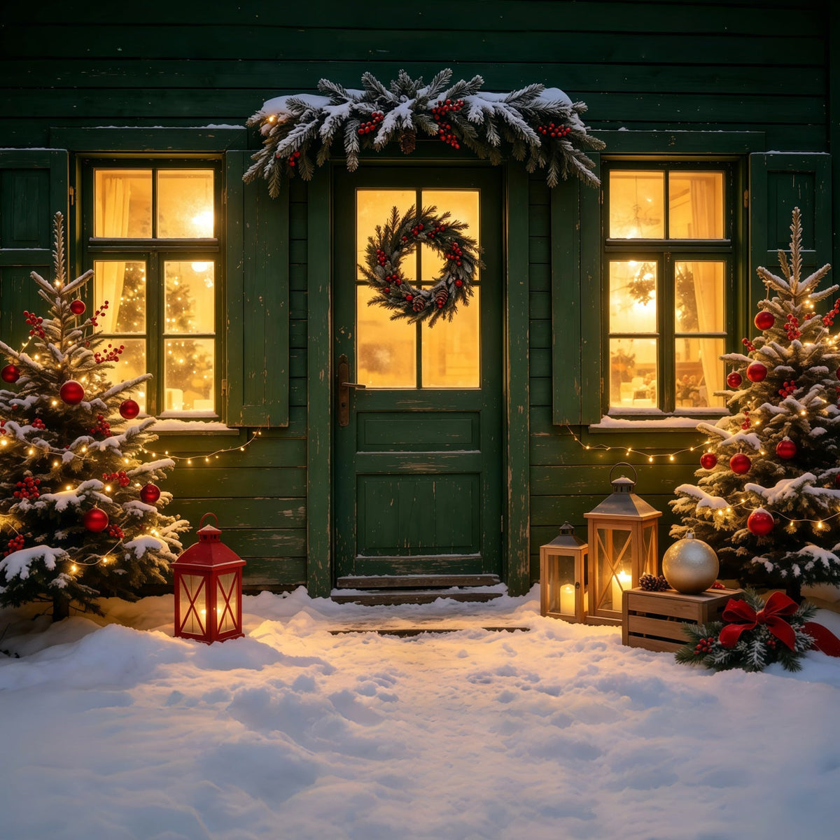 Décor De Noël Couronne Green Cottage Entrée Décor De Noël GQ69-17