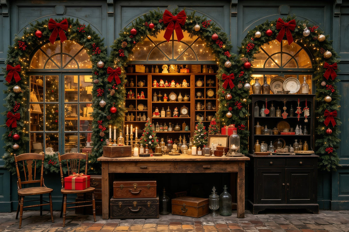 Décor De Vitrine De Noël Vitrine De Guirlande De Magasin D'Antiquités Décor Mural De Noël GQ69-29
