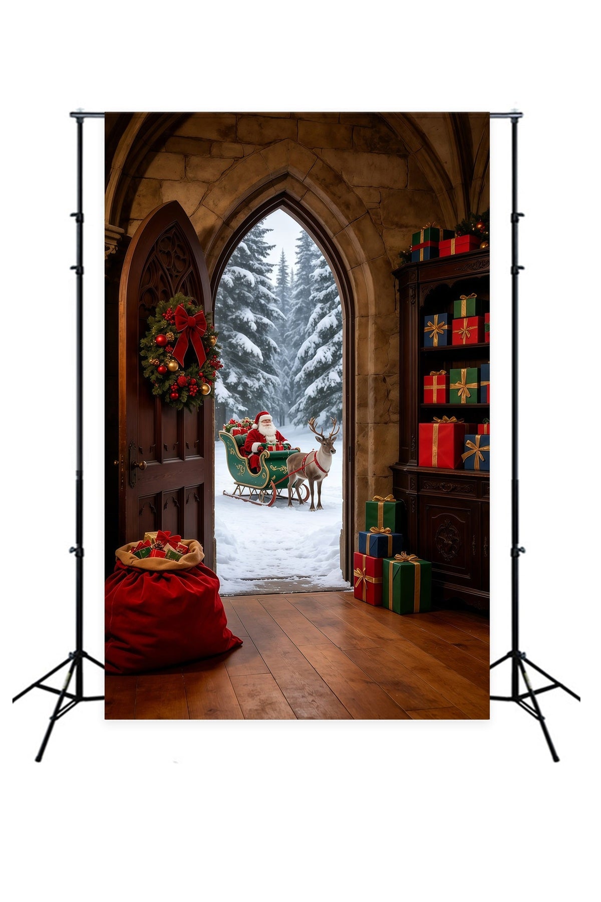 Décor De Noël Du Père Noël Arche Gothique Entrée D'Hiver Grand Décor De Noël GQ69-31
