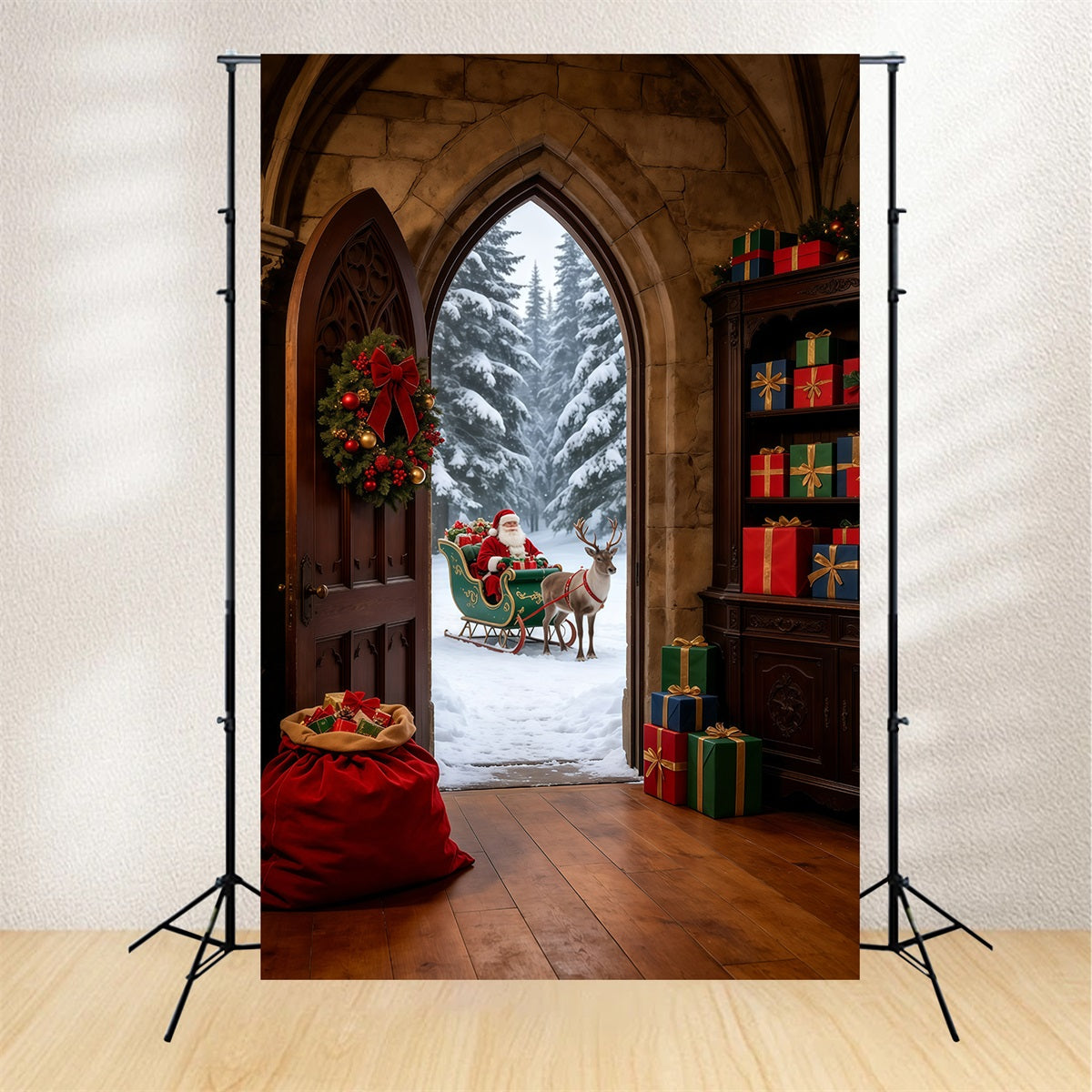 Décor De Noël Du Père Noël Arche Gothique Entrée D'Hiver Grand Décor De Noël GQ69-31