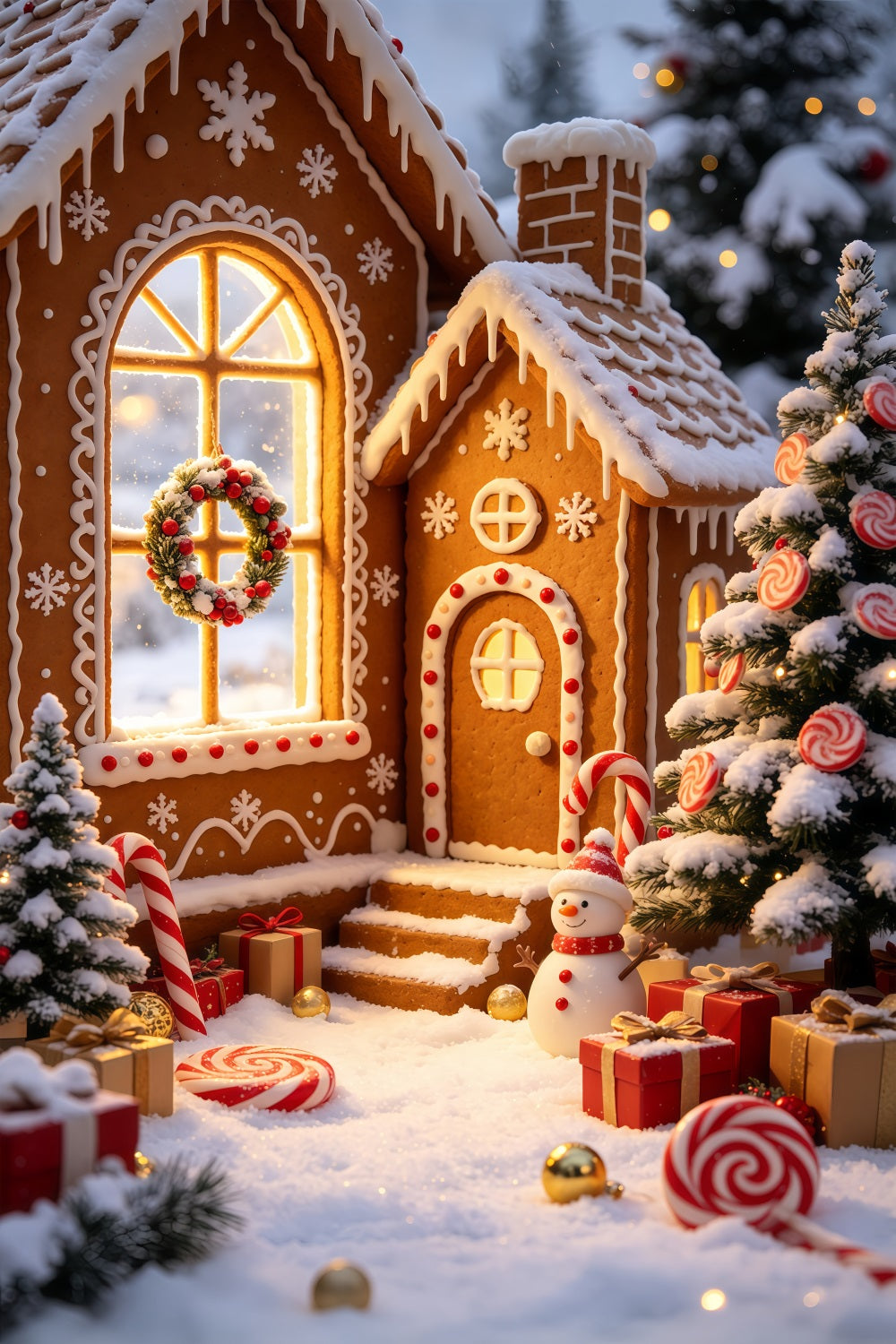 Décor De Noël En Pain D'Épice Village De Bonbons Du Chalet Enneigé Décors De Noël GQ69-57