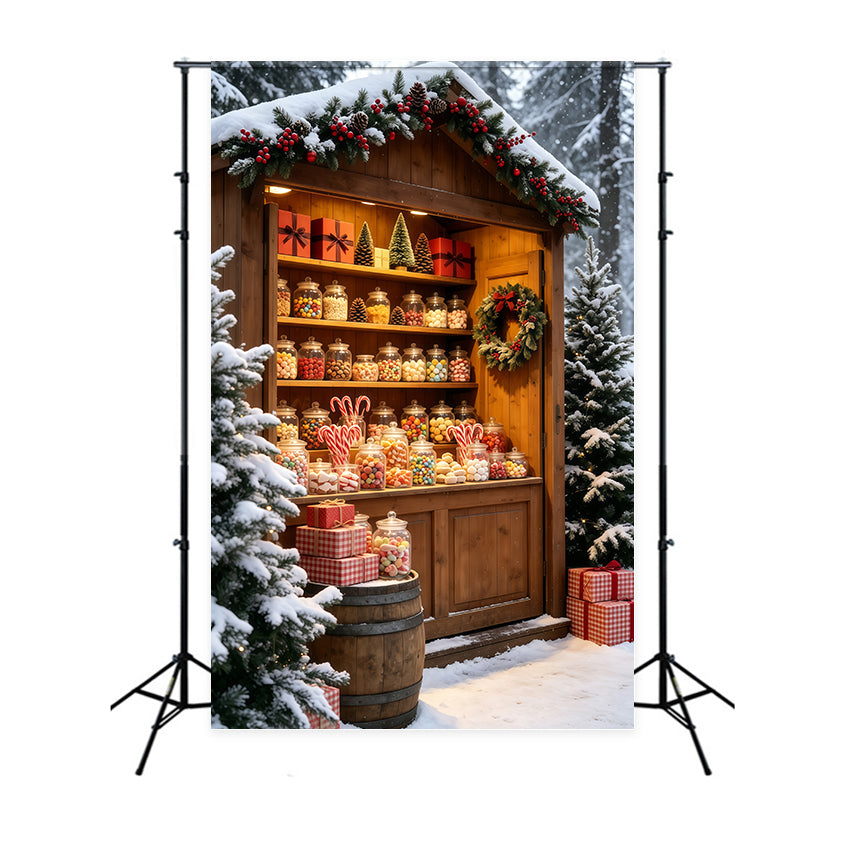 Décor De Noël Enneigé Stand De Marché Rustique En Bocal À Bonbons Décors Photo De Noël GQ69-59