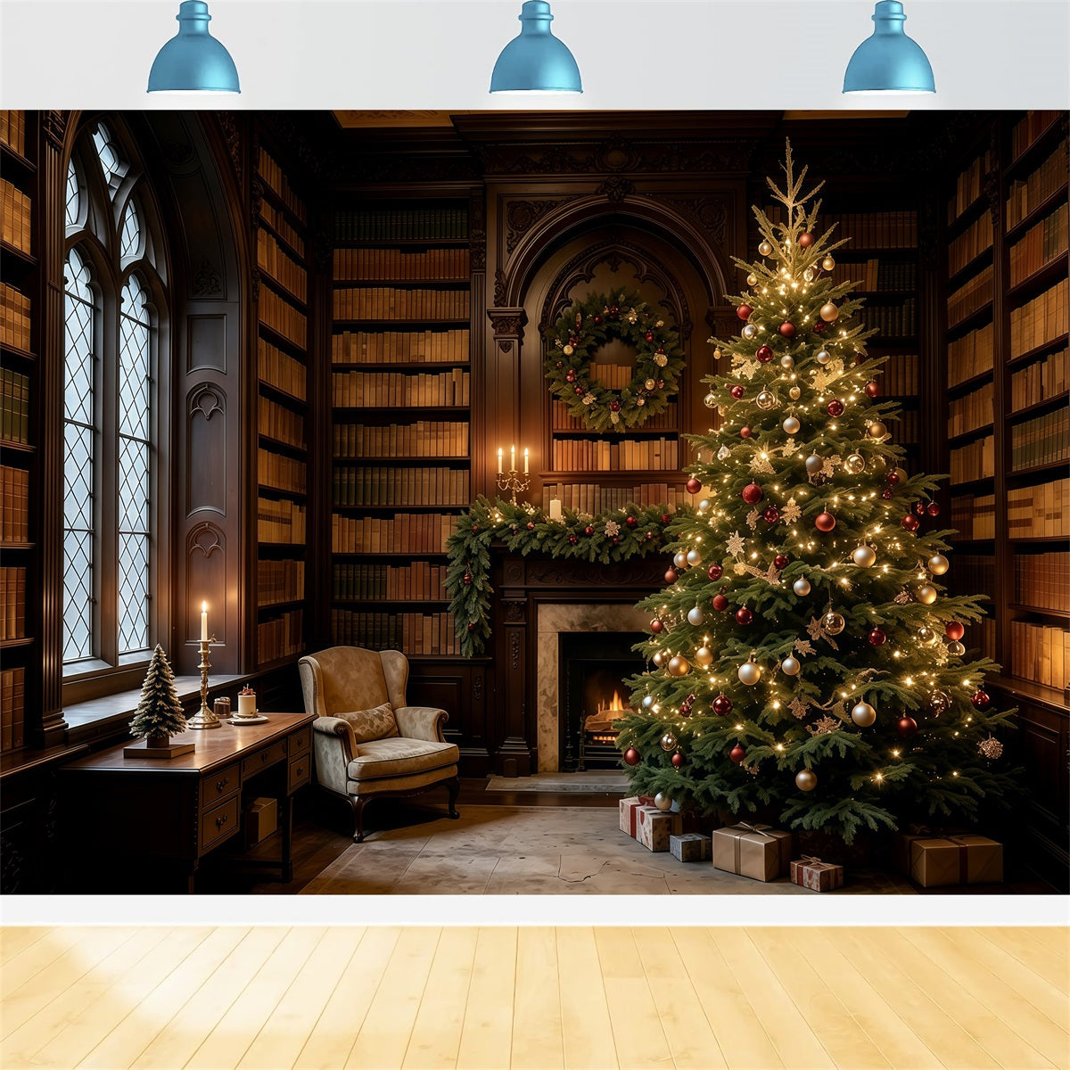 Décor De Noël Intérieur Arche Élégante En Sapin Givré Décor Photographique De Noël GQ69-61