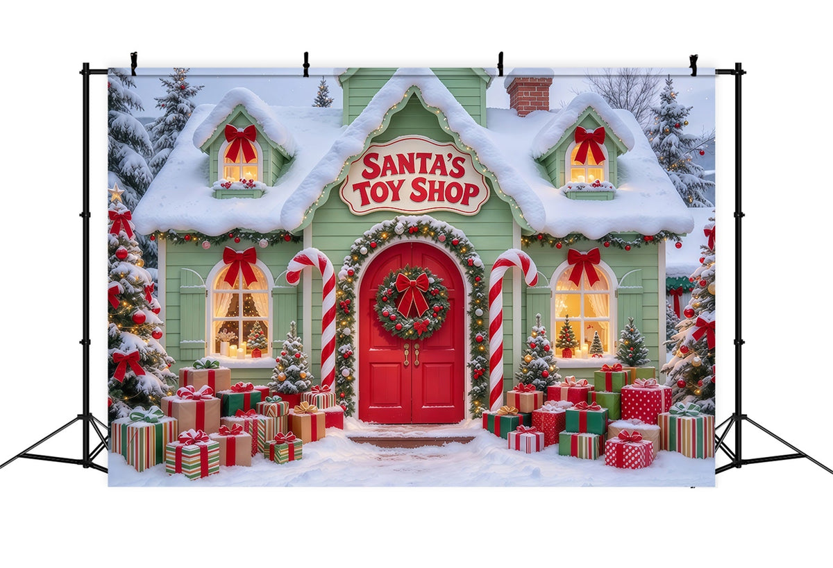 Fond Atelier Jouets Père Noël Boutique Enneigée GQ69-77