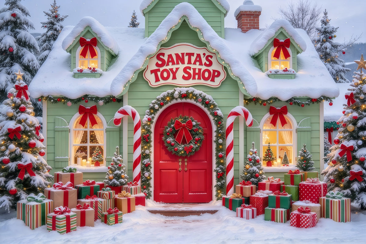 Fond Atelier Jouets Père Noël Boutique Enneigée GQ69-77