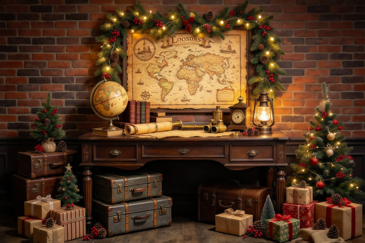 Fond De Noël Autour Du Monde Carte Voyage Vintage GQ69-82