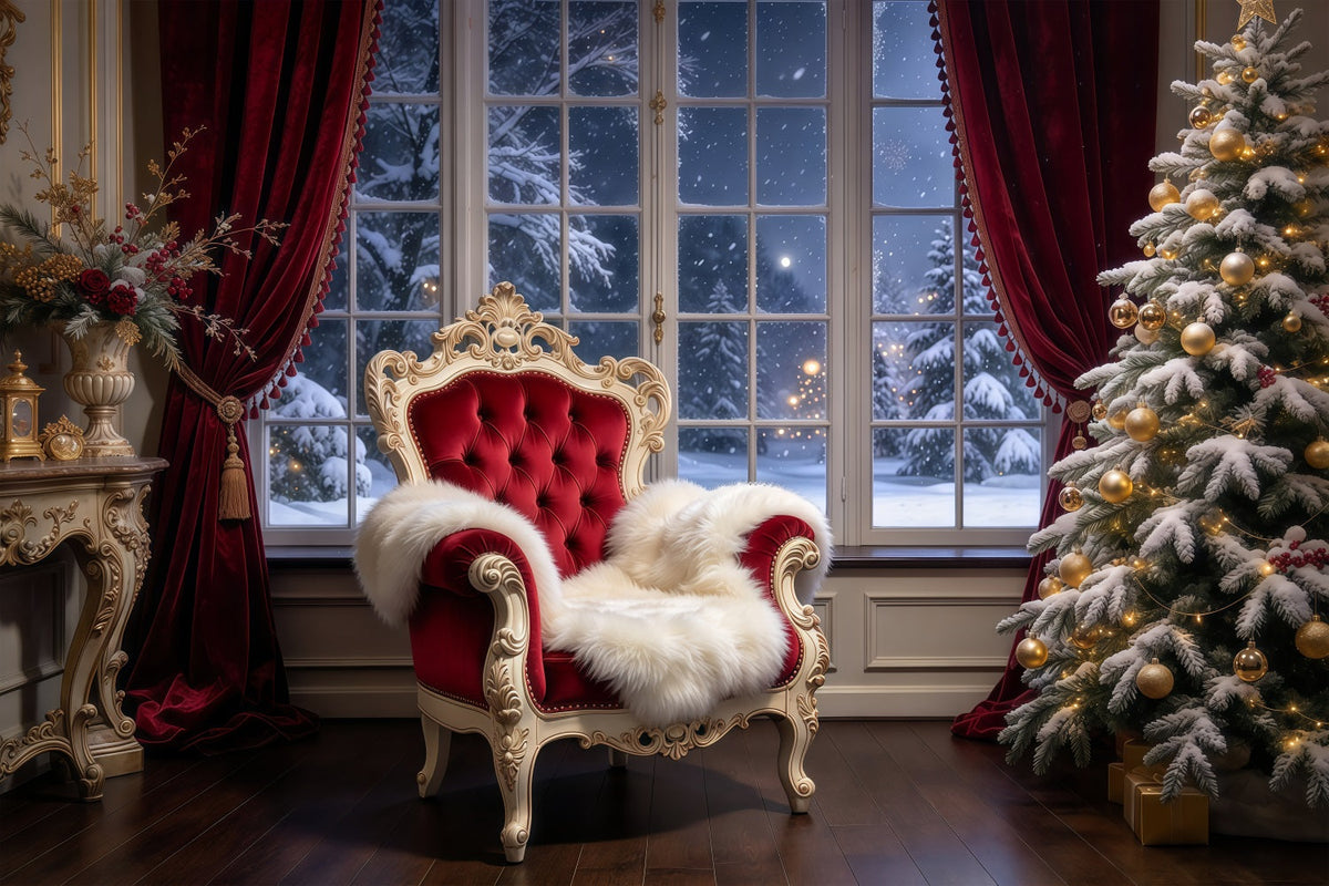 Fond Photo Père Noël Fauteuil Velours Royal GQ69-85