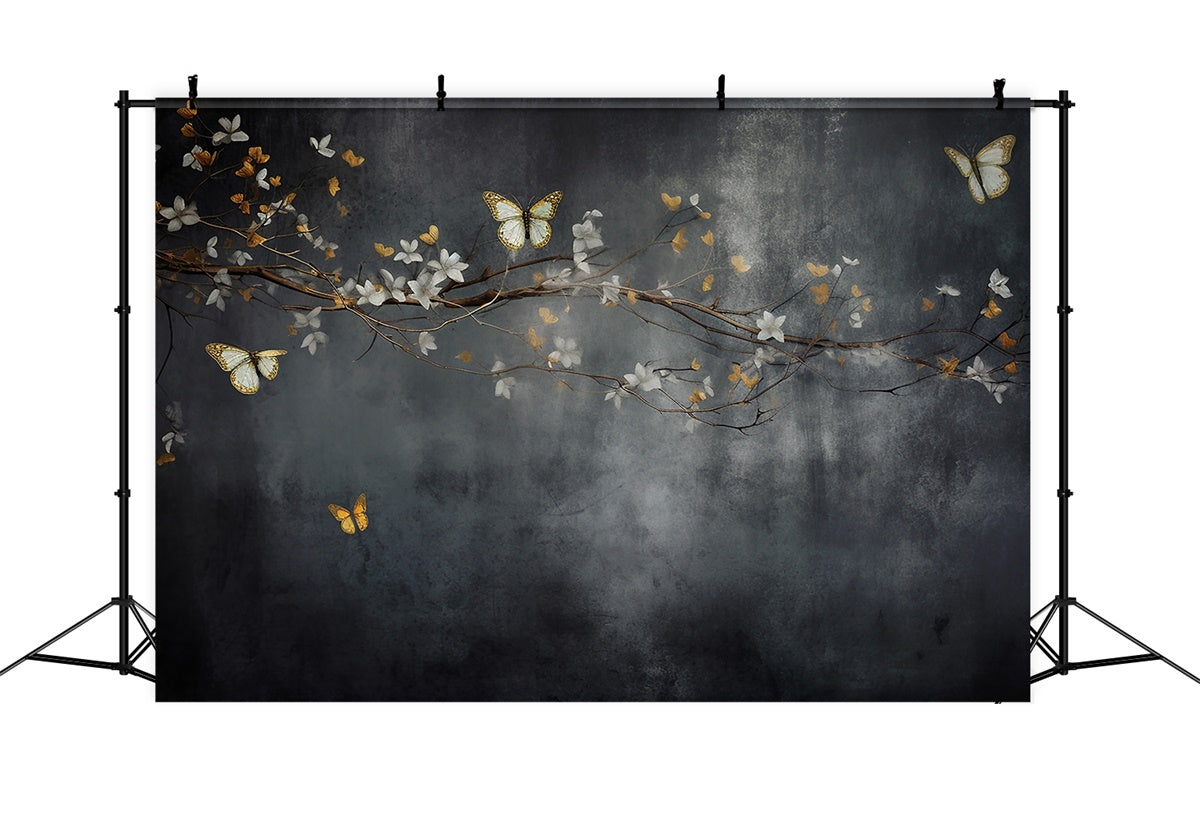 Toile de Fond Beaux-Arts Branche Dorée Papillons GTY-102