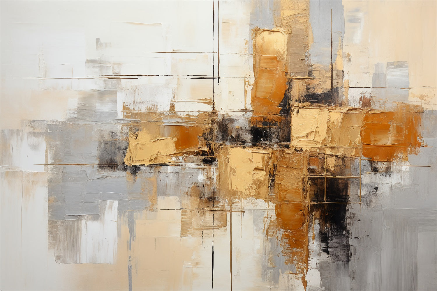 Toile de Fond Beaux-Arts Texture Moderne Abstrait Doré GTY-103