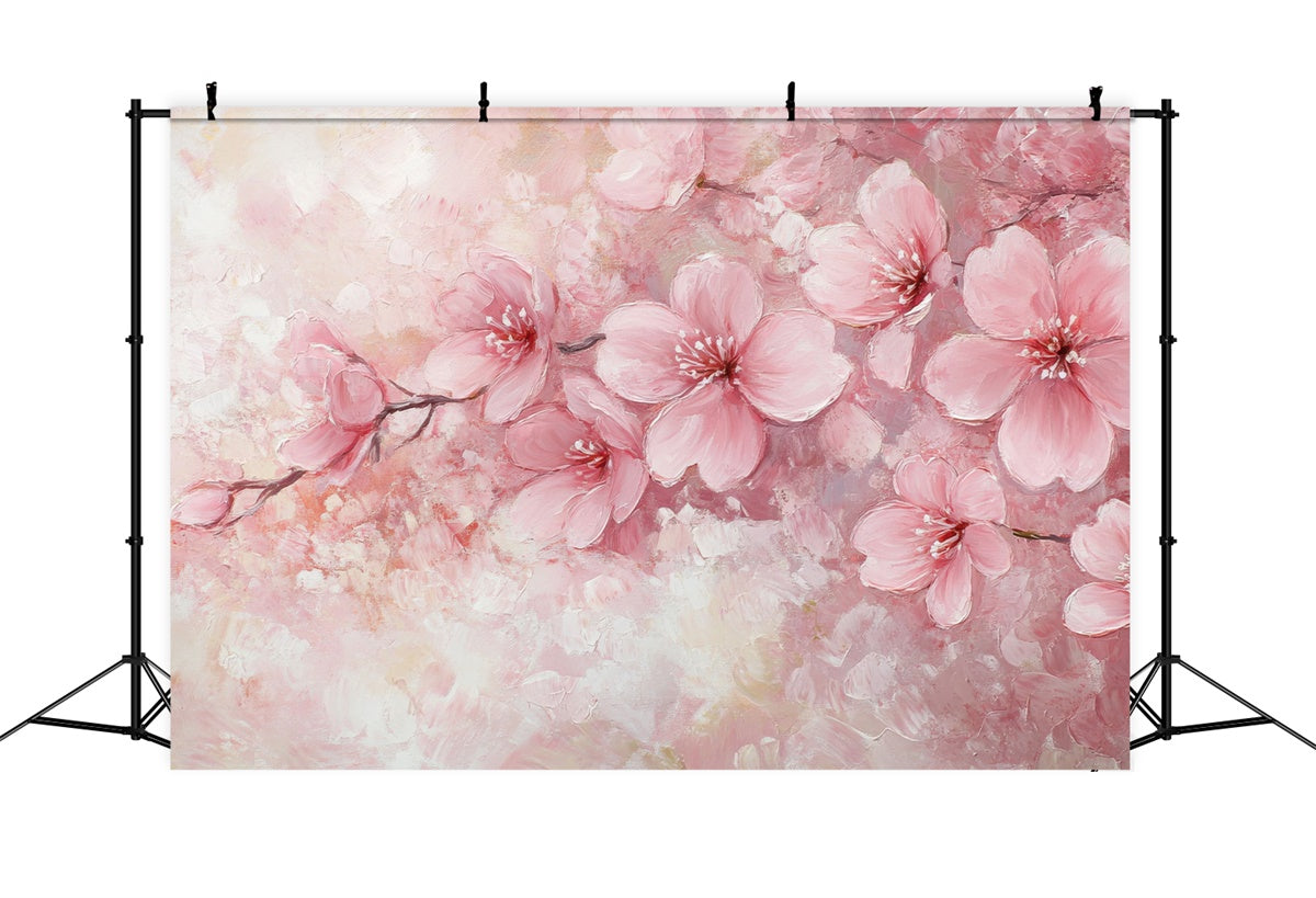 Toile de Fond Beaux-Arts Aquarelle Fleurs de Cerisier Roses GTY-108