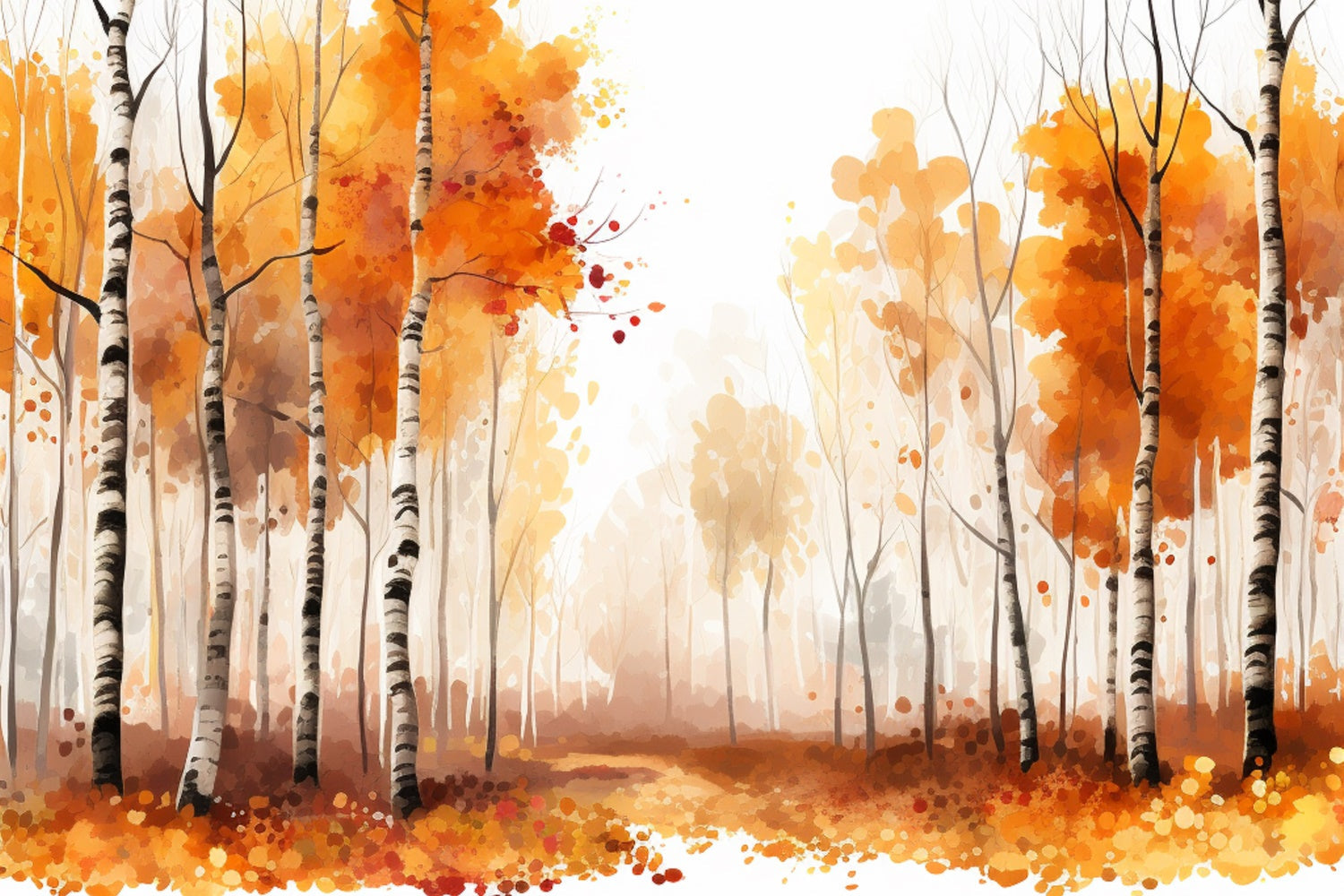 Toile de Fond Beaux-Arts Sentier Forêt Dorée d’Automne GTY-113