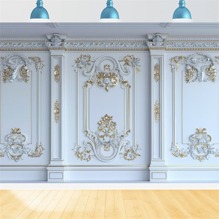 Toile de Fond Artistique Mur Blanc Orné Dorure Exquise GTY-121