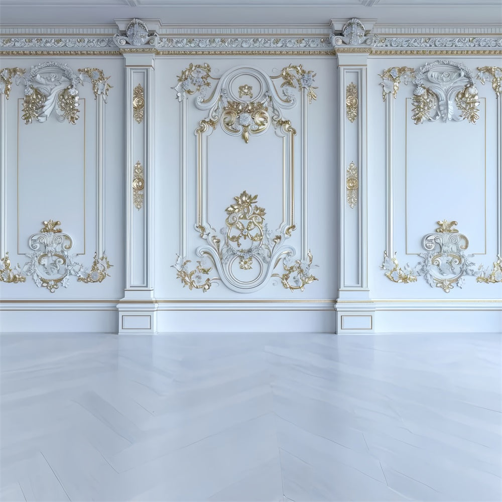 Toile de Fond Artistique Mur Blanc Orné Dorure Exquise GTY-121