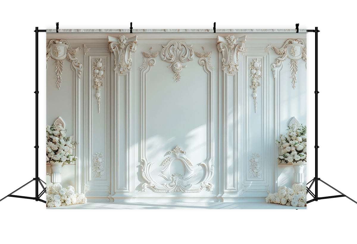 Toile de Fond Artistique Bouquet Délicat Mur Blanc GTY-122