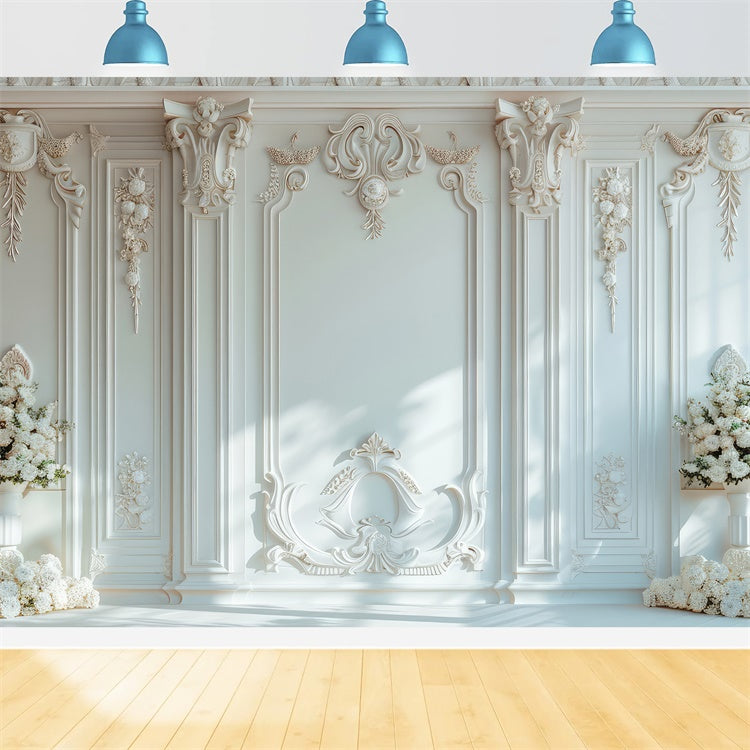 Toile de Fond Artistique Bouquet Délicat Mur Blanc GTY-122