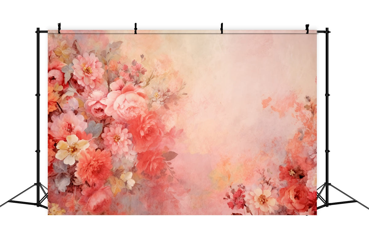 Toile de Fond Artistique Romantique Peinte Bouquet Floral GTY-58