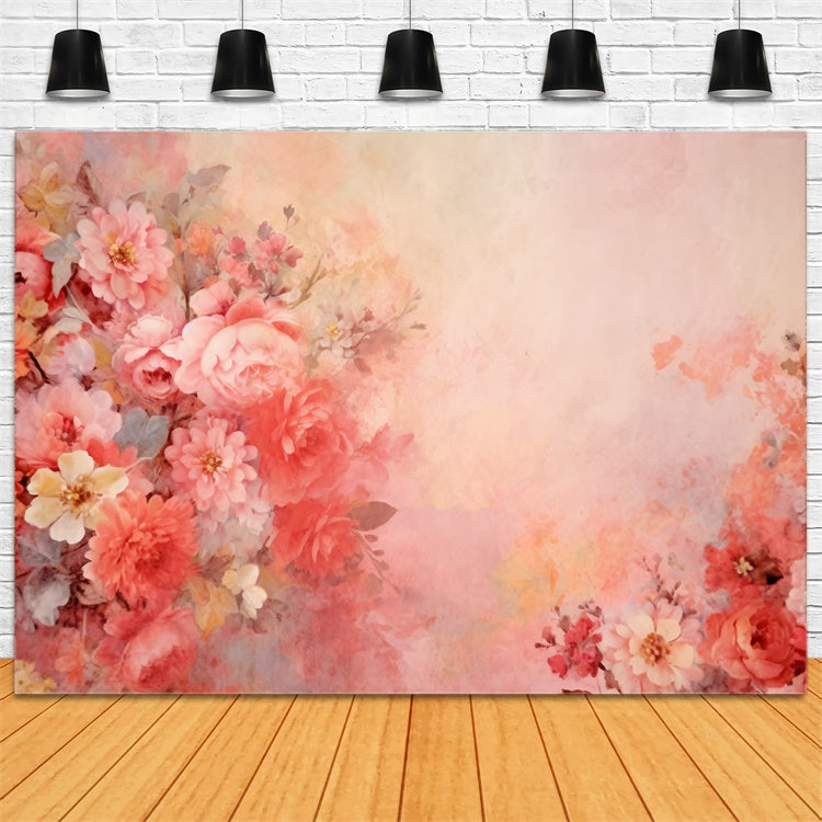 Toile de Fond Artistique Romantique Peinte Bouquet Floral GTY-58