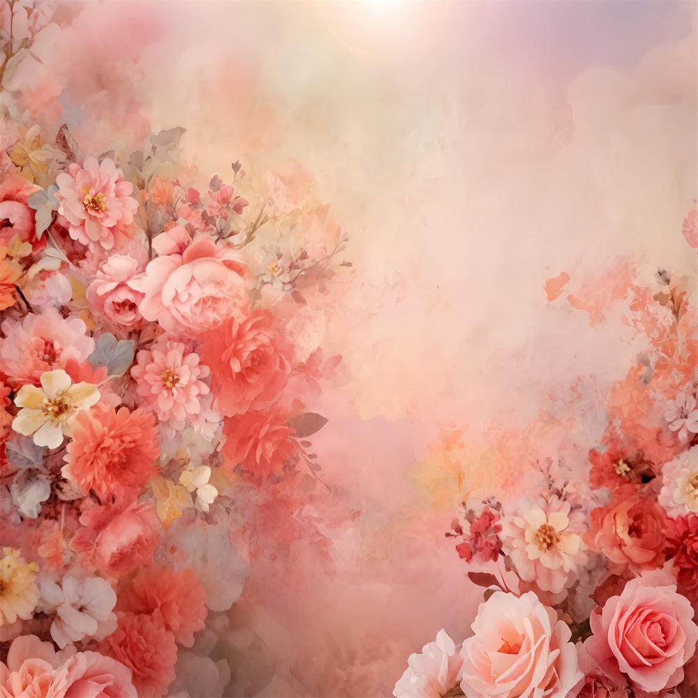 Toile de Fond Artistique Romantique Peinte Bouquet Floral GTY-58