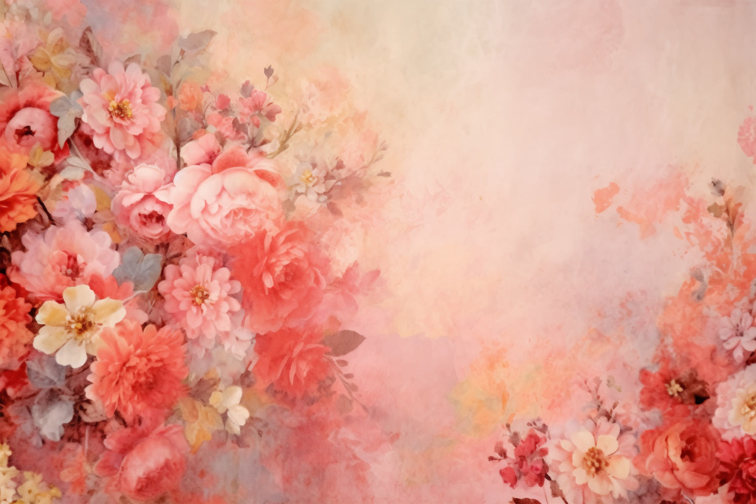 Toile de Fond Artistique Romantique Peinte Bouquet Floral GTY-58