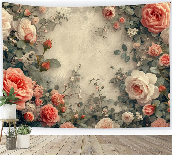 Toile de Fond Artistique Gracieuse Cadre Floraison Rose GTY-66