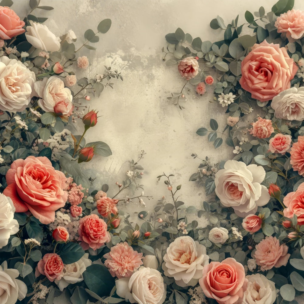 Toile de Fond Artistique Gracieuse Cadre Floraison Rose GTY-66