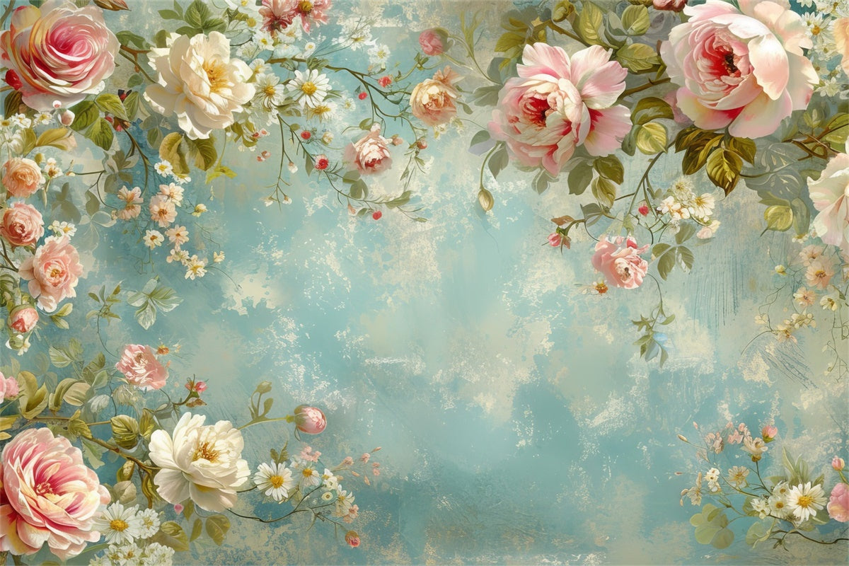 Toile de Fond Beaux-Arts Délicate Vigne de Roses Roses GTY-68