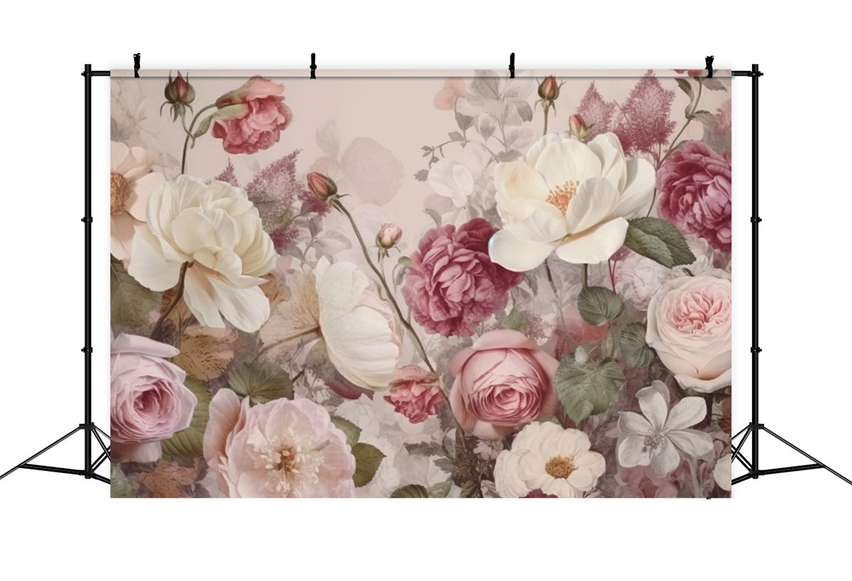 Toile de Fond Beaux-Arts Élégance Jardin de Roses Vintage GTY-70