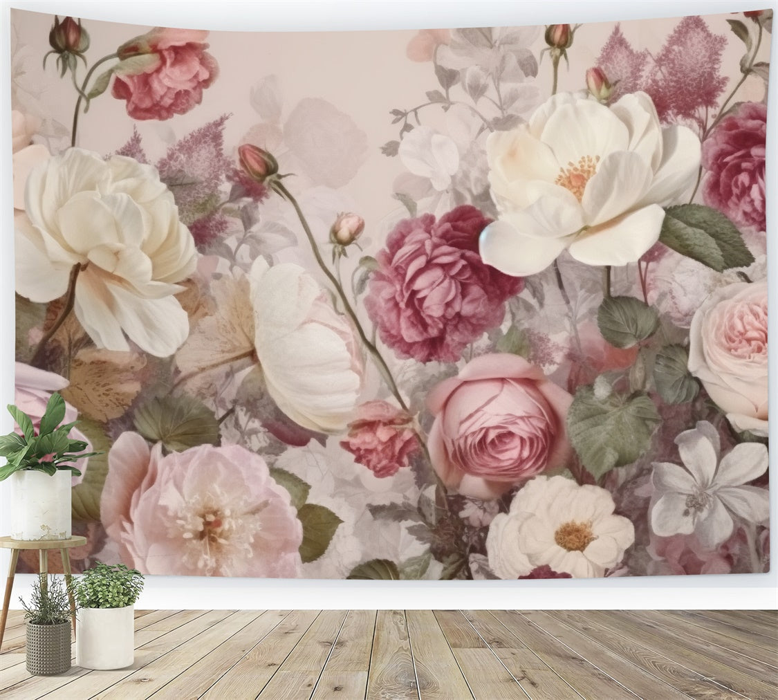 Toile de Fond Beaux-Arts Élégance Jardin de Roses Vintage GTY-70