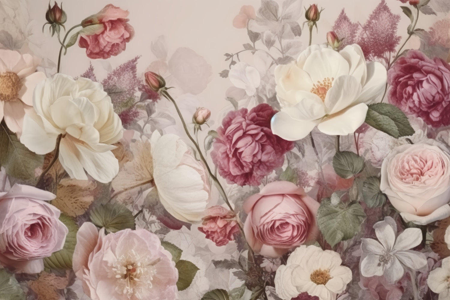 Toile de Fond Beaux-Arts Élégance Jardin de Roses Vintage GTY-70